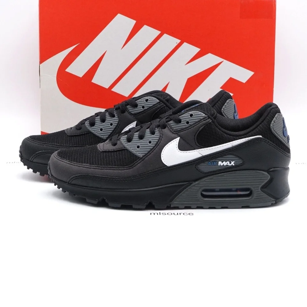NEW Size 10 Men's Nike Air Max 90 J22 Sneakers DR0145-002 Black/White/Marina